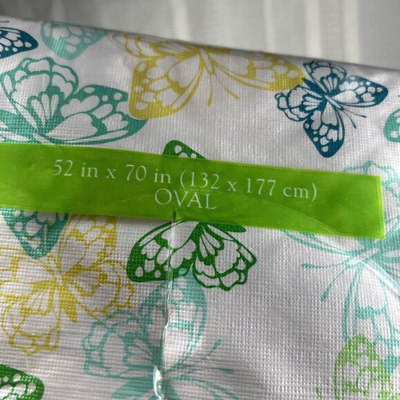 Celebrate Spring Vinyl Tablecloth 52x70 Oval POLY BACK Kmart With butterfly NEW - Picture 4 of 6